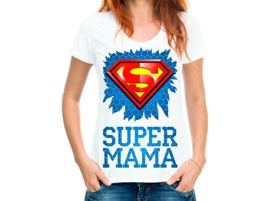 Футболка з принтом жіноча "Super мама" купить в интернет магазине подарков ПраздникШоп