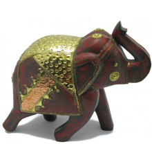 Статуэтка слон деревянный винтажный с медными вставками купить в интернет магазине подарков ПраздникШоп