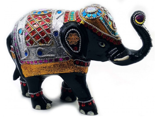 Статуэтка слон аллюминиевый с инкрустацией черный купить в интернет магазине подарков ПраздникШоп