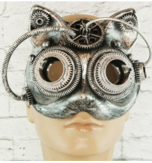 Вінтажна маска стимпанк Кішка (срібло) купить в интернет магазине подарков ПраздникШоп