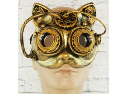 Вінтажна маска стимпанк Кішка (золото) купить в интернет магазине подарков ПраздникШоп