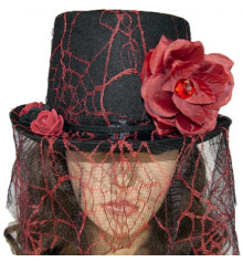 Шляпа Стимпанк Викторианская Готика черная с красным купить в интернет магазине подарков ПраздникШоп