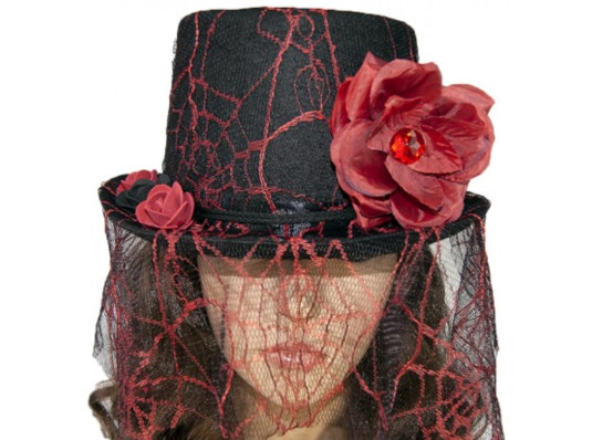 Шляпа Стимпанк Викторианская Готика черная с красным купить в интернет магазине подарков ПраздникШоп