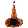 Шляпа ведьмы с черной розой оранжевая