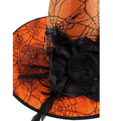 Шляпа ведьмы с черной розой оранжевая купить в интернет магазине подарков ПраздникШоп