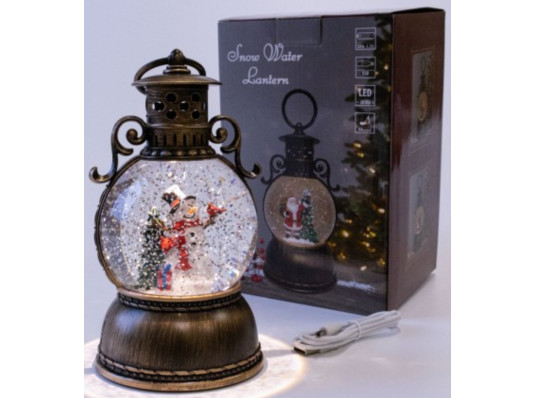 Новогодний декор фонарь музыкальный с LED подсветкой Снеговик купить в интернет магазине подарков ПраздникШоп