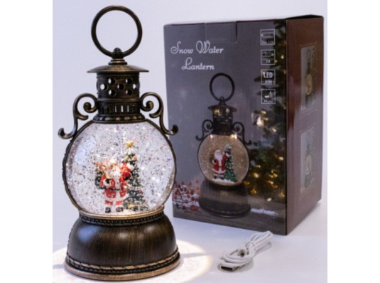Новогодний декор фонарь музыкальный с LED подсветкой Санта купить в интернет магазине подарков ПраздникШоп