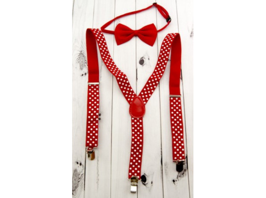 Підтяжки з краваткою метеликом (червоні) купить в интернет магазине подарков ПраздникШоп