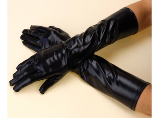 Перчатки атласные длинные чёрные  купить в интернет магазине подарков ПраздникШоп