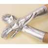 Перчатки длинные серебро стрейч с блеском