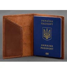Шкіряна обкладинка для паспорта з карткою України світло-коричневий купить в интернет магазине подарков ПраздникШоп