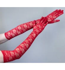 Перчатки кружевные 55см (красные) купить в интернет магазине подарков ПраздникШоп