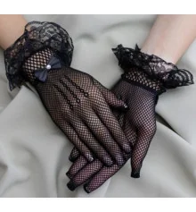 Перчатки кружевные Гламур 24см (черные) купить в интернет магазине подарков ПраздникШоп