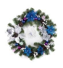 Рождественский венок 50см СЕРЕБРЯНАЯ РОСКОШЬ  9236 купить в интернет магазине подарков ПраздникШоп