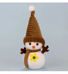 Декор новогодний Снеговик 20 см с желтым цветочком купить в интернет магазине подарков ПраздникШоп