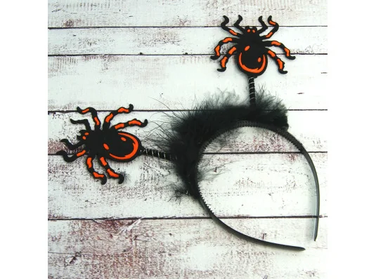 Ободок карнавальный Паук на пружинках (уп. 12шт) купить в интернет магазине подарков ПраздникШоп