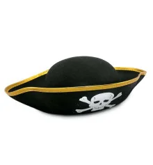 Шляпа Пирата фетр (черный с золотым) купить в интернет магазине подарков ПраздникШоп