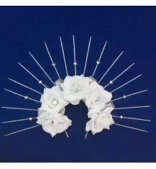 Корона с лучами 52500 с большими цветами (белая) купить в интернет магазине подарков ПраздникШоп