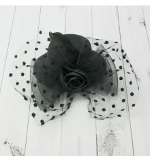 Шляпка Гламур маленькая с розой (черная) купить в интернет магазине подарков ПраздникШоп
