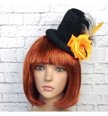 Шляпка Марди Гра с оранжевой розой 8947 купить в интернет магазине подарков ПраздникШоп
