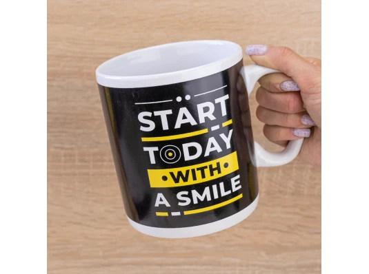 Кружка Гигант Начни сегодня с улыбки - Start today with a smile купить в интернет магазине подарков ПраздникШоп