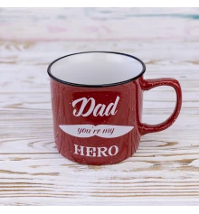 Кружка для папы Папа ты мой герой - Dad you're my hero 400 мл 12740 (красный) купить в интернет магазине подарков ПраздникШоп