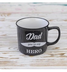 Кружка для папы Папа ты мой герой - Dad you're my hero 400 мл 12739 (графит) купить в интернет магазине подарков ПраздникШоп