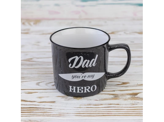 Кружка для папы Папа ты мой герой - Dad you're my hero 400 мл 12739 (графит) купить в интернет магазине подарков ПраздникШоп