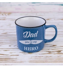 Кружка для папы Папа ты мой герой - Dad you're my hero 400 мл 12738 (голубой) купить в интернет магазине подарков ПраздникШоп