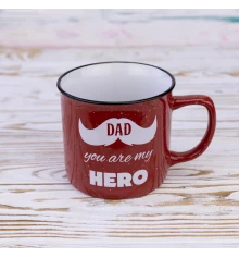 Кружка для папы Папа ты мой герой - Dad you are my hero 400 мл 12735 (красный) купить в интернет магазине подарков ПраздникШоп