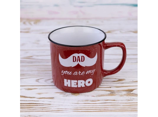 Кружка для папы Папа ты мой герой - Dad you are my hero 400 мл 12735 (красный) купить в интернет магазине подарков ПраздникШоп