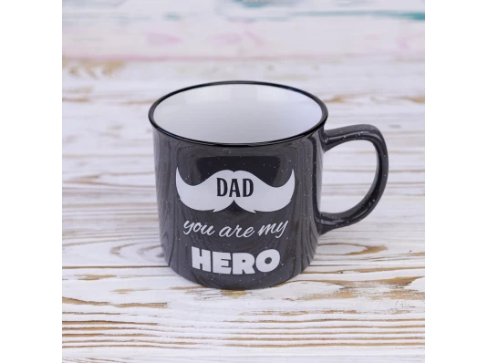 Кружка для папы Папа ты мой герой - Dad you are my hero 400 мл 12734 (графит) купить в интернет магазине подарков ПраздникШоп