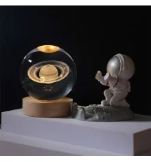 Ночник светильник 3D Хрустальный шар Д6 Космос Сатурн 13403 купить в интернет магазине подарков ПраздникШоп