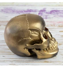 Череп копилка M 13293 (золото антик) купить в интернет магазине подарков ПраздникШоп