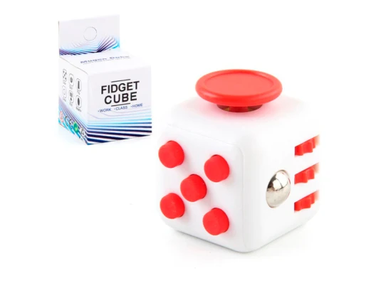 Кубик антистресс Fidget Cube (белый с красным) купить в интернет магазине подарков ПраздникШоп