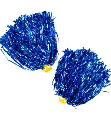 Помпоны для черлидинга Струящиеся с кольцами для пальцев уп.2 шт Премиум (синие) купить в интернет магазине подарков ПраздникШоп