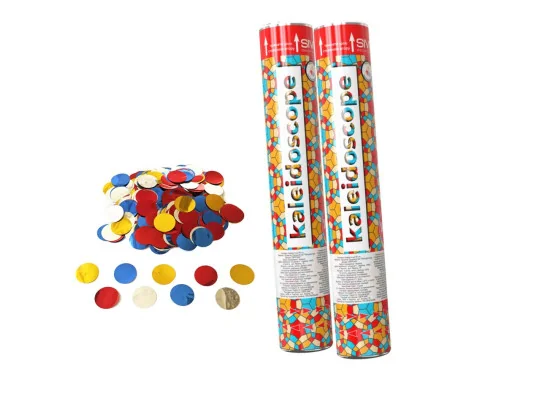 Хлопушка пневматическая 30см Kaleidoscope c кружочками купить в интернет магазине подарков ПраздникШоп