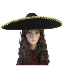 Шляпа Сомбреро Мариачи (черная с золотом) купить в интернет магазине подарков ПраздникШоп