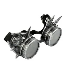 Очки Стимпанк Гогглы Премиум с шипами (серебро антик) купить в интернет магазине подарков ПраздникШоп