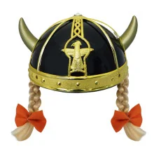 Шлем Викинга с косичками (черный) купить в интернет магазине подарков ПраздникШоп