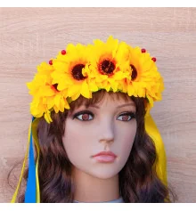 Украинский венок на ободке Соломия 12224 (желтый) купить в интернет магазине подарков ПраздникШоп