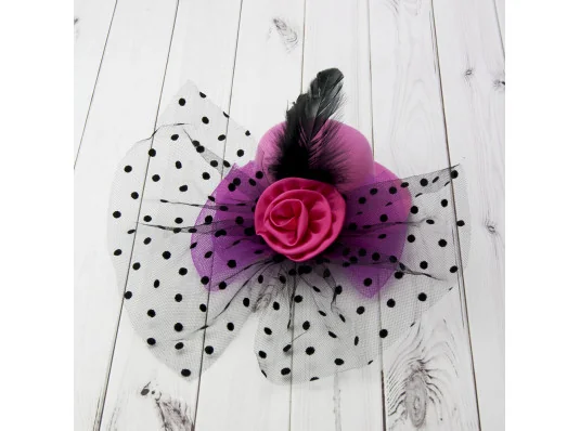 Шляпка Гламур маленькая с розой (розовая) купить в интернет магазине подарков ПраздникШоп