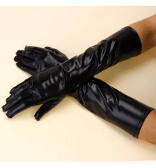 Перчатки стрейч атлас 40см (черные) купить в интернет магазине подарков ПраздникШоп