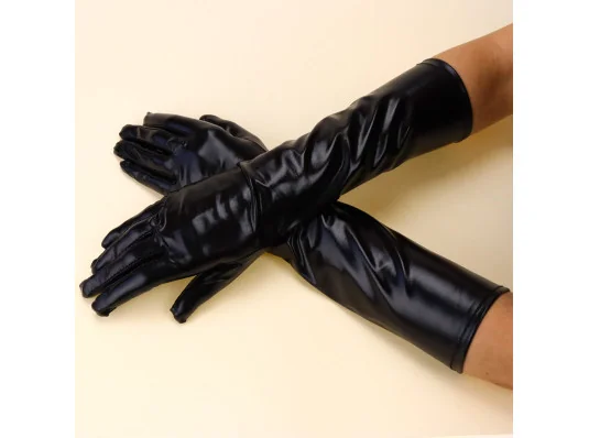 Перчатки стрейч атлас 40см (черные) купить в интернет магазине подарков ПраздникШоп