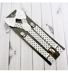 Подтяжки с галстуком бабочкой (белые) купить в интернет магазине подарков ПраздникШоп