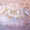 Святкова гірлянда прапорці Happy Birthday (срібний)