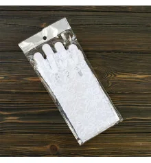 Перчатки кружевные с открытыми пальцами 20см (белые) купить в интернет магазине подарков ПраздникШоп