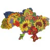 Деревянный пазл "Карта Украины" цветочная