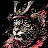 Картина по номерам ПРЕМИУМ Векторная иллюстрация тигра-самурая на черном фоне размером 40х40 см (AV4040-61)