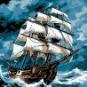 Картина по номерам ПРЕМИУМ Морской шторм на черном фоне размером 40х40 см (AV4040-71)